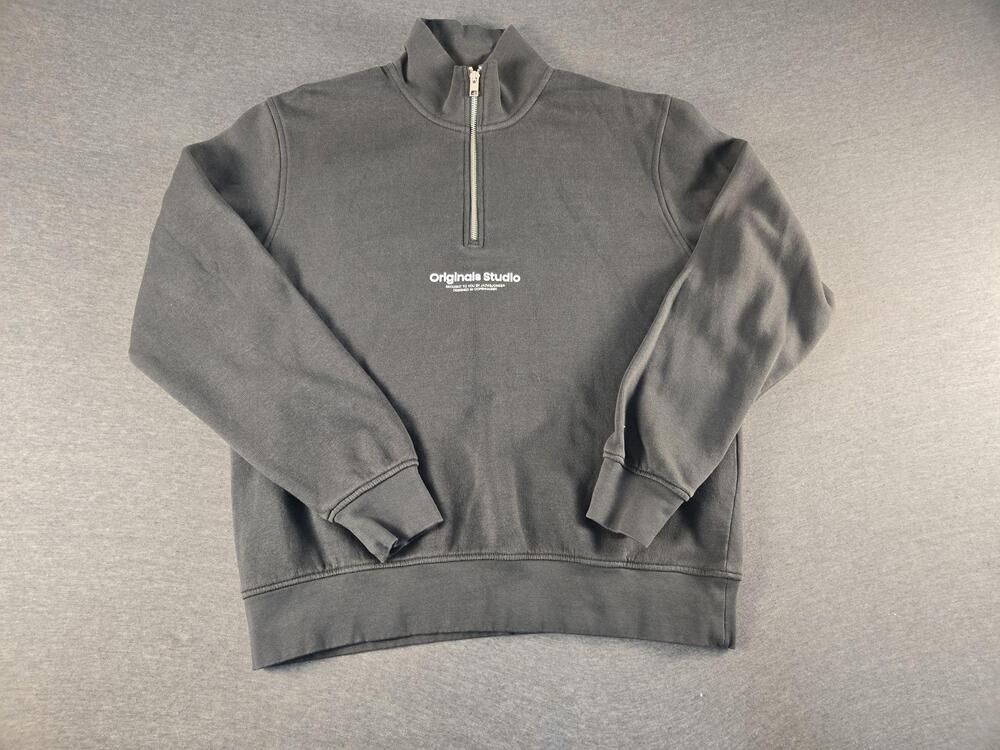 Jack & Jones Sweatshirt Mens Medium Gray 1/4 Zip Originals Studio Pullover